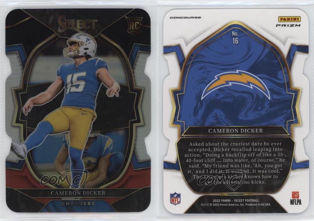 2022 Select Cameron Dicker RC Red & Blue Prizm Die-Cut #16 Concourse  CHARGERS