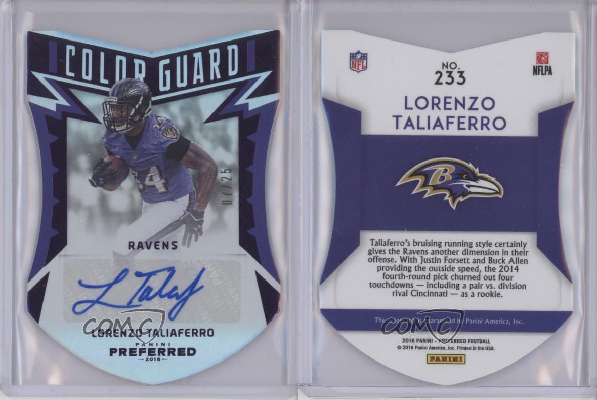 2016 Panini Preferred Color Guard Purple /25 Lorenzo Taliaferro #233 Auto - Picture 3 of 4