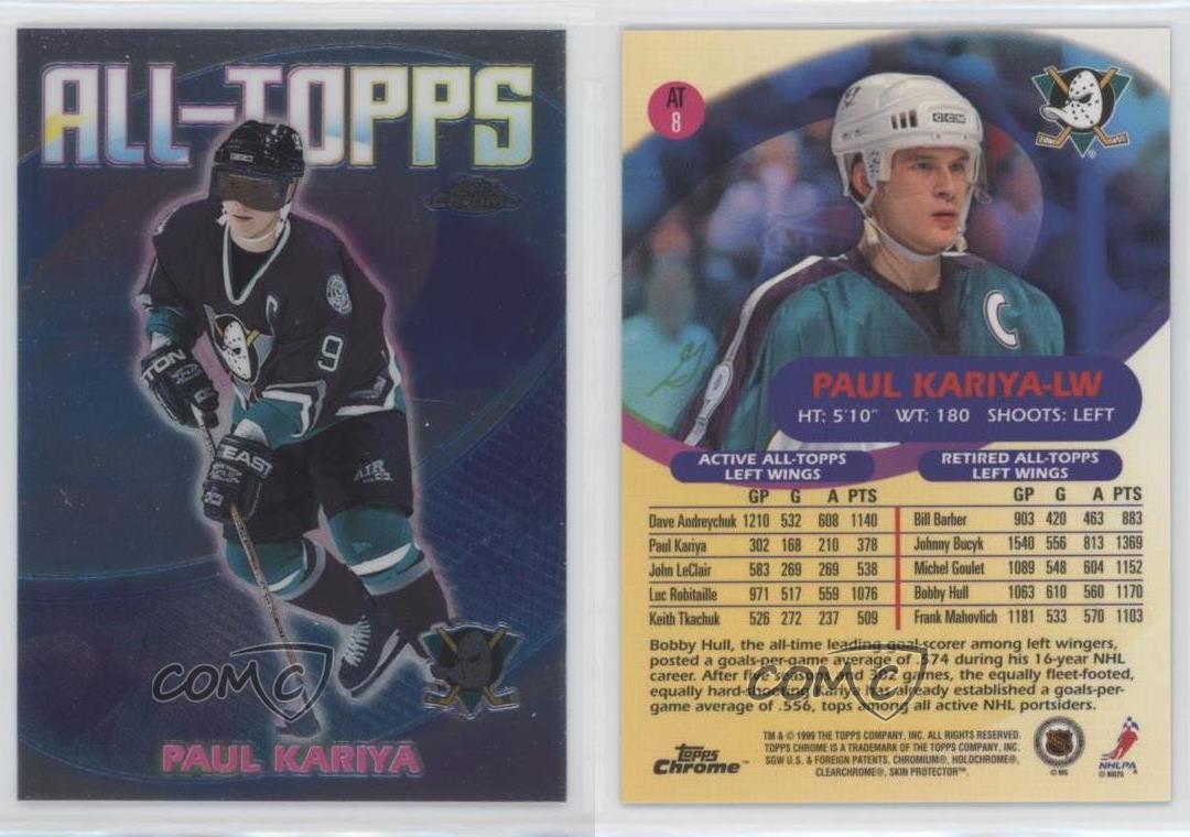 1999-00 Topps vendu Chrome All-Topps Paul Kariya #AT8 HOF