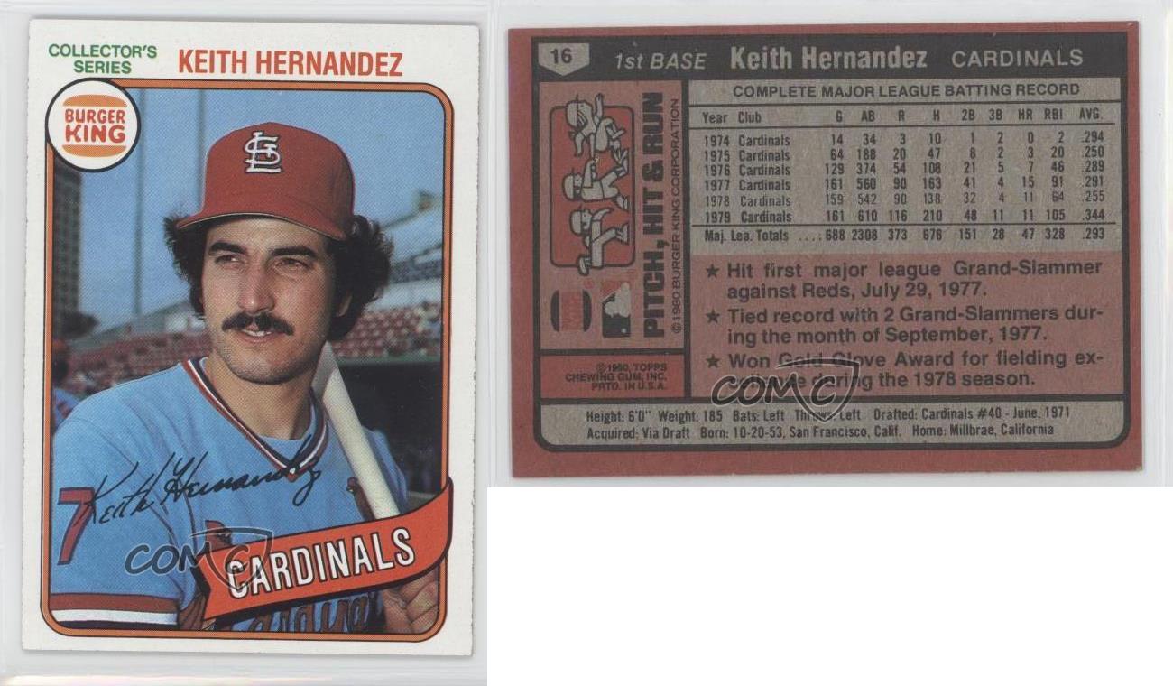 Keith Hernandez #16 1980 Burger King