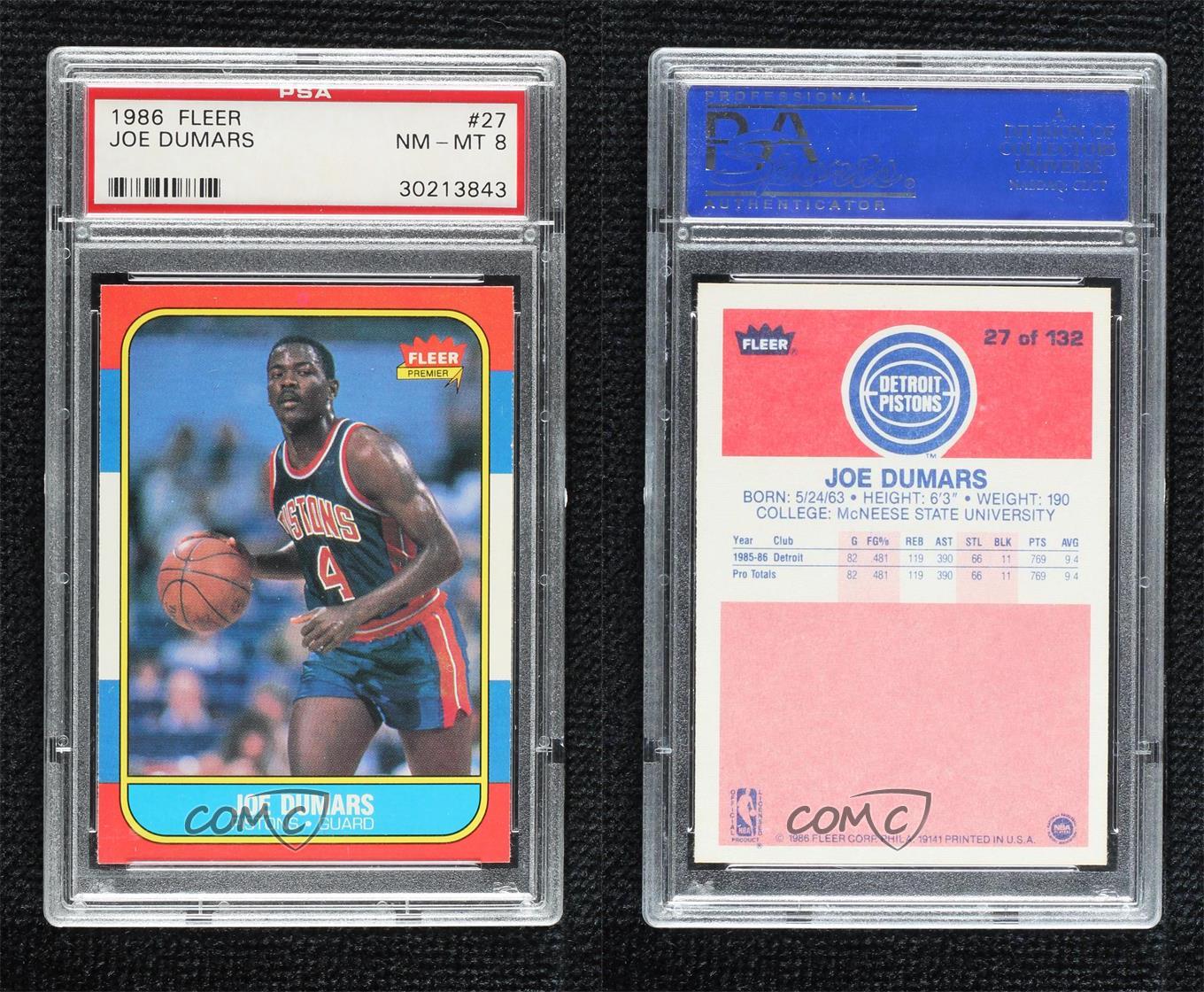 1986-87 Fleer Joe Dumars #27 PSA 8 Rookie RC HOF