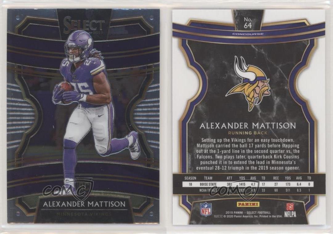 2019 Panini Select Concourse Alexander Mattison #64 Rookie RC | eBay