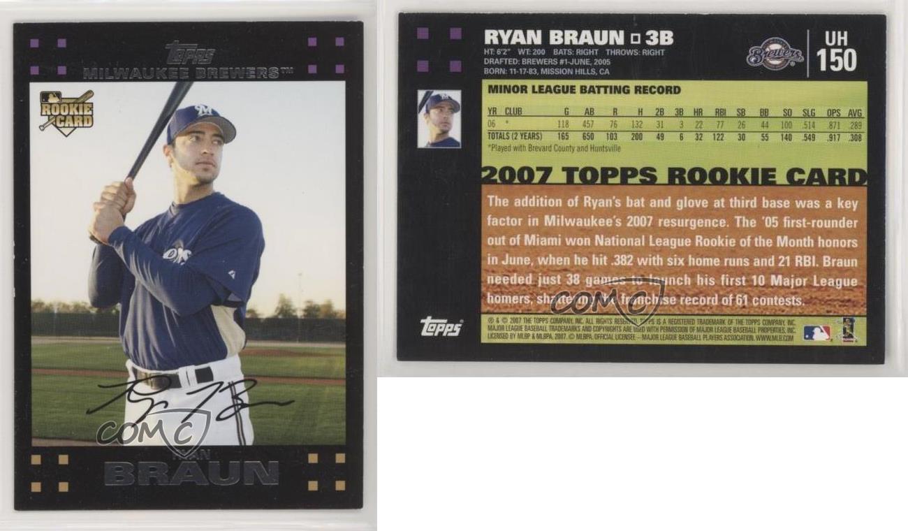 2007 Topps Update Ryan Braun #UH150 Rookie RC
