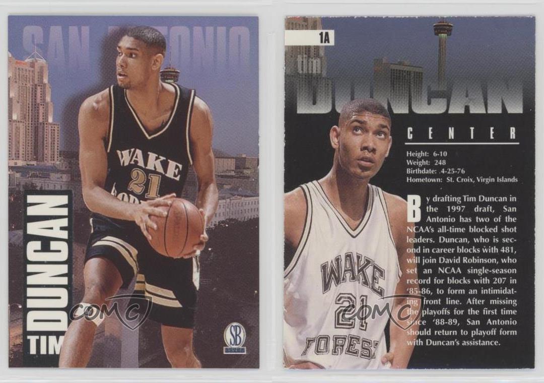 1997 Score Board Draft Day Tim Duncan (Ball at Waist) #1A Rookie RC HOF - Picture 3 of 4