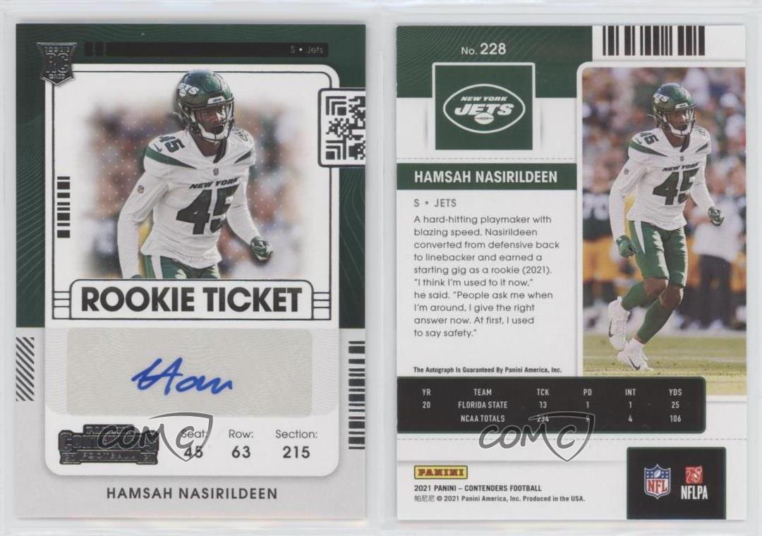 2021 Panini Contenders Rookie Ticket Hamsah Nasirildeen #228 Rookie Auto RC