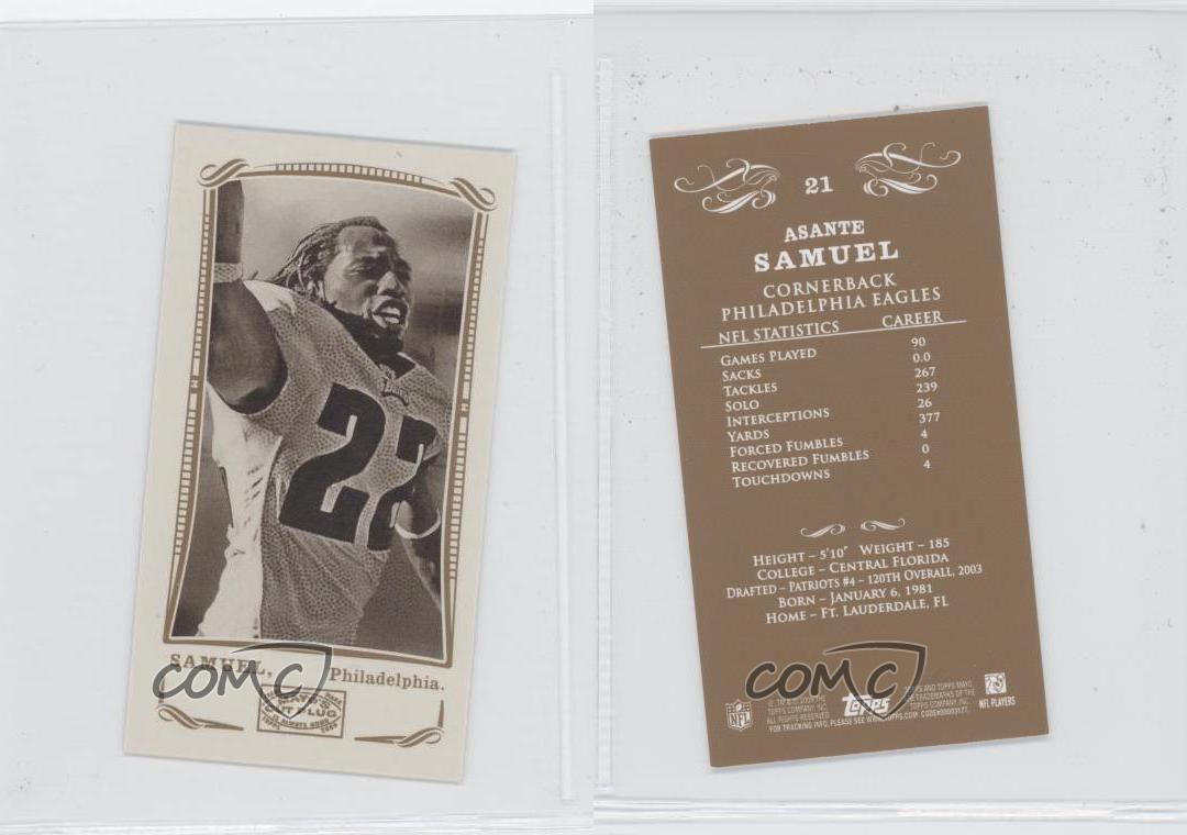 Details About 2009 Topps Mayo Mini Asante Samuel 21
