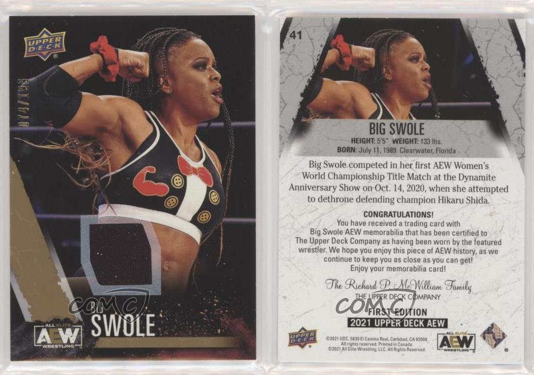 2021 AEW All Elite Wrestling Gold Memorabilia /199 Big Swole #41 Rookie RC