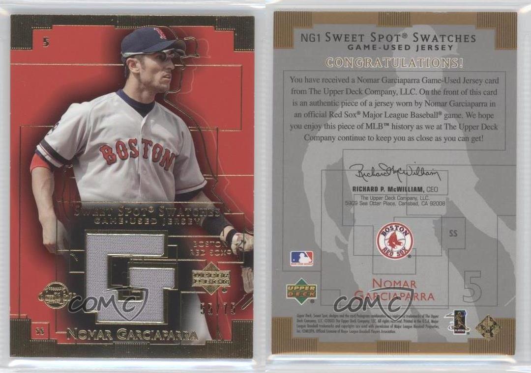 Nomar Garciaparra Baseball Trading Card with Game Used Jersey Swatch -  Upper Deck Sweet Spot #NG1 2003