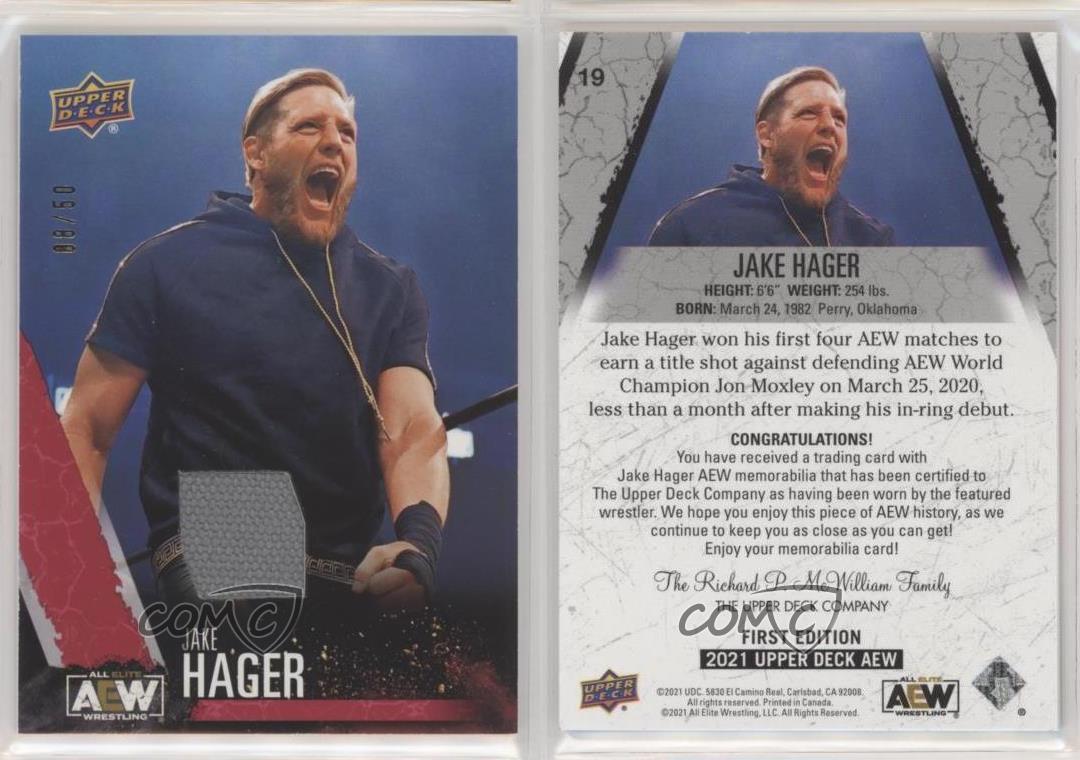 2021 AEW All Elite Wrestling Red Memorabilia /50 Jack Swagger Jake Hager #19