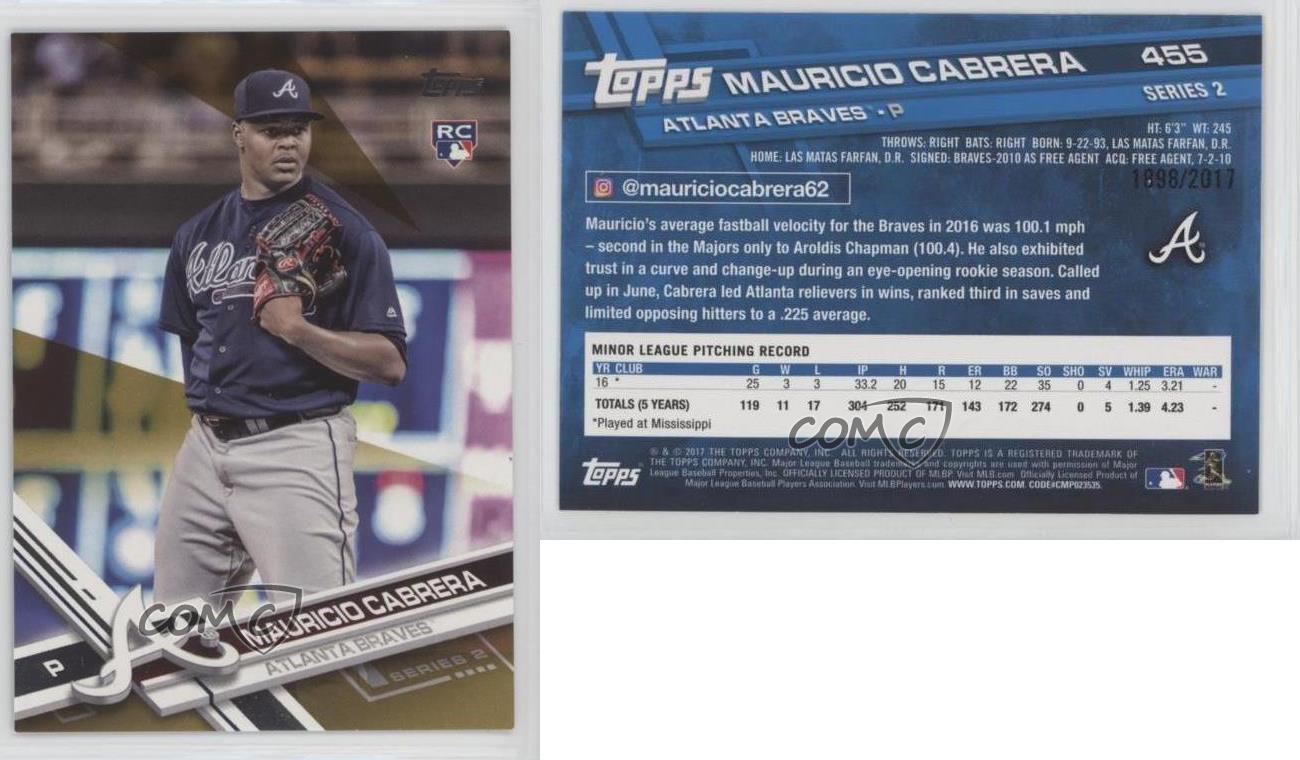 17 Topps Gold 17 Mauricio Cabrera 455 Rookie Rc Ebay