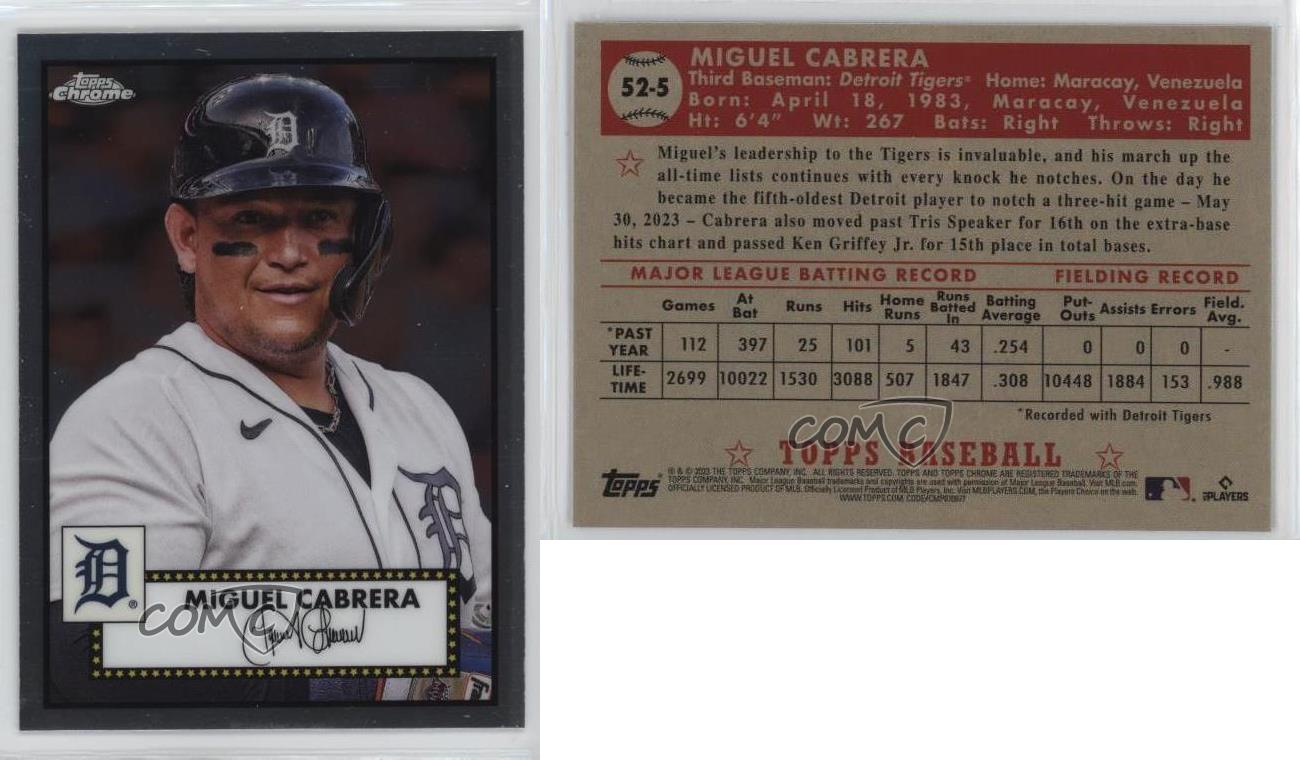 2023 Topps Tapas Cromadas Mitchell & Ness 1952 Diseño Miguel Cabrera #52-5 - Imagen 3 de 7
