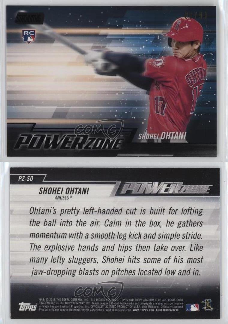 2018 Topps Stadium Club Power Zone Black /99 Shohei Ohtani #PZ-SO Rookie RC