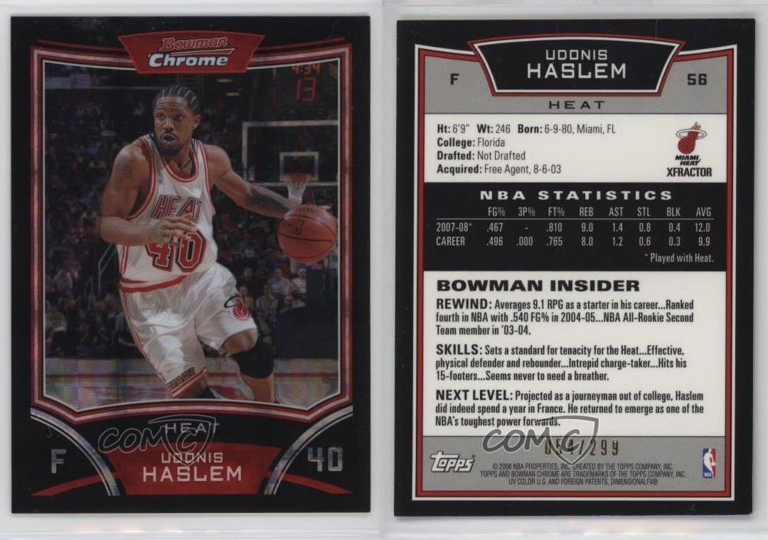 2008-09 Bowman Draft Picks & Stars Chrome X-Fractor /299 Udonis Haslem #56 - Picture 3 of 4