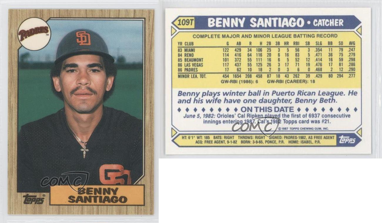 1987 Topps Traded Tiffany Benito Santiago #109T