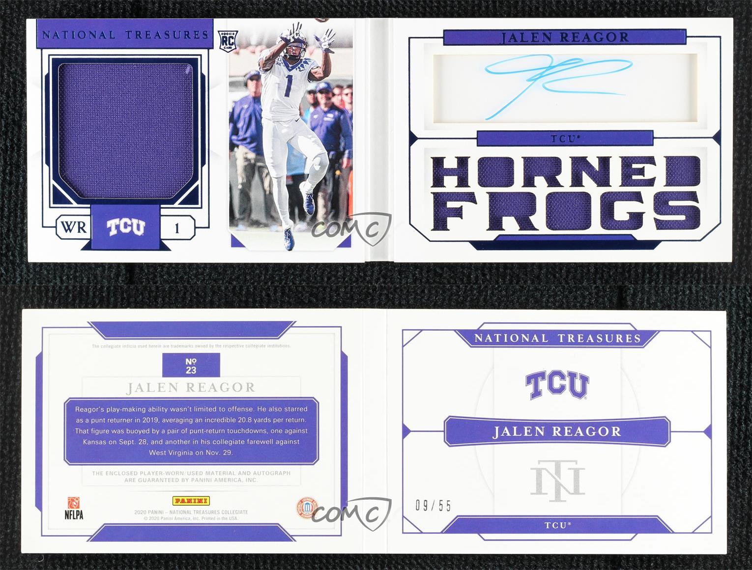 2020 Panini National Treasures Collegiate Blue /55 Jalen Reagor Rookie Auto RC - Foto 3 di 3