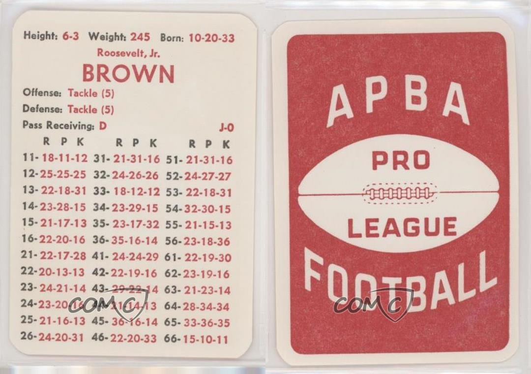 1980-89 APBA Football Great Teams of the Past Rosey Brown HOF