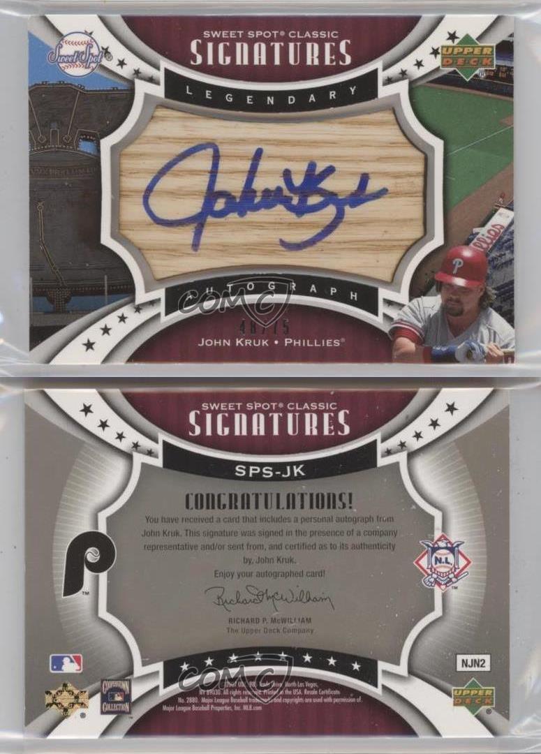 Upper Deck Sweet Spot Classic Legendary Barrel 2007 tinta azul/75 John Kruk automático - Imagen 3 de 3