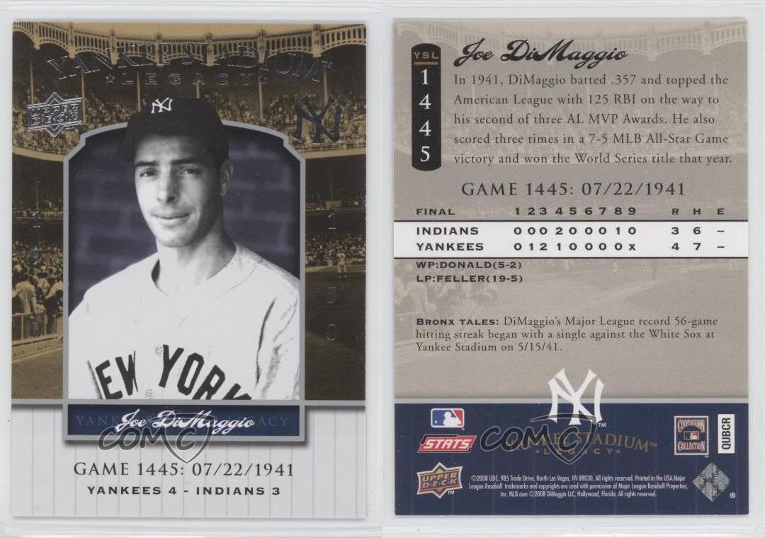 2008 Upper Deck vendu Yankee Stadium Legacy Joe DiMaggio #YSL1445 HOF