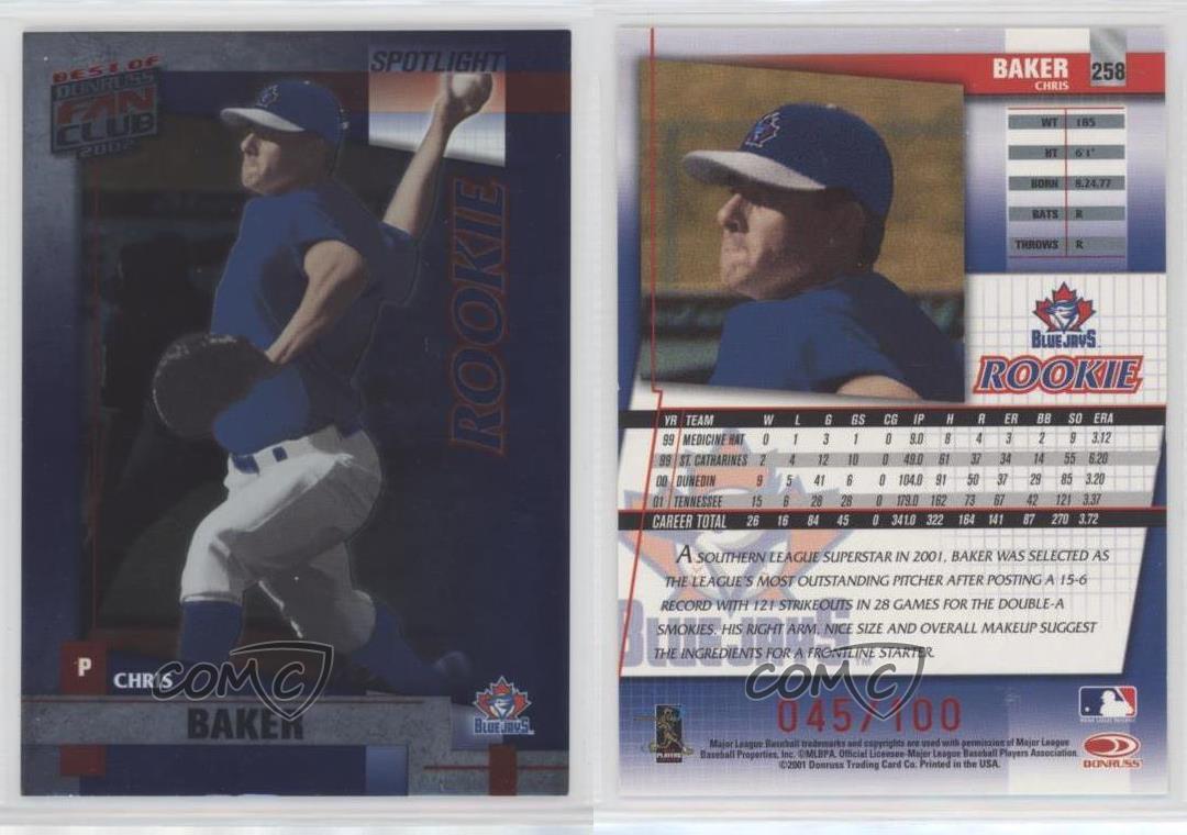 2002 Donruss Best of Fan Club Spotlight /100 Chris Baker #258 Rookie boutiques RC