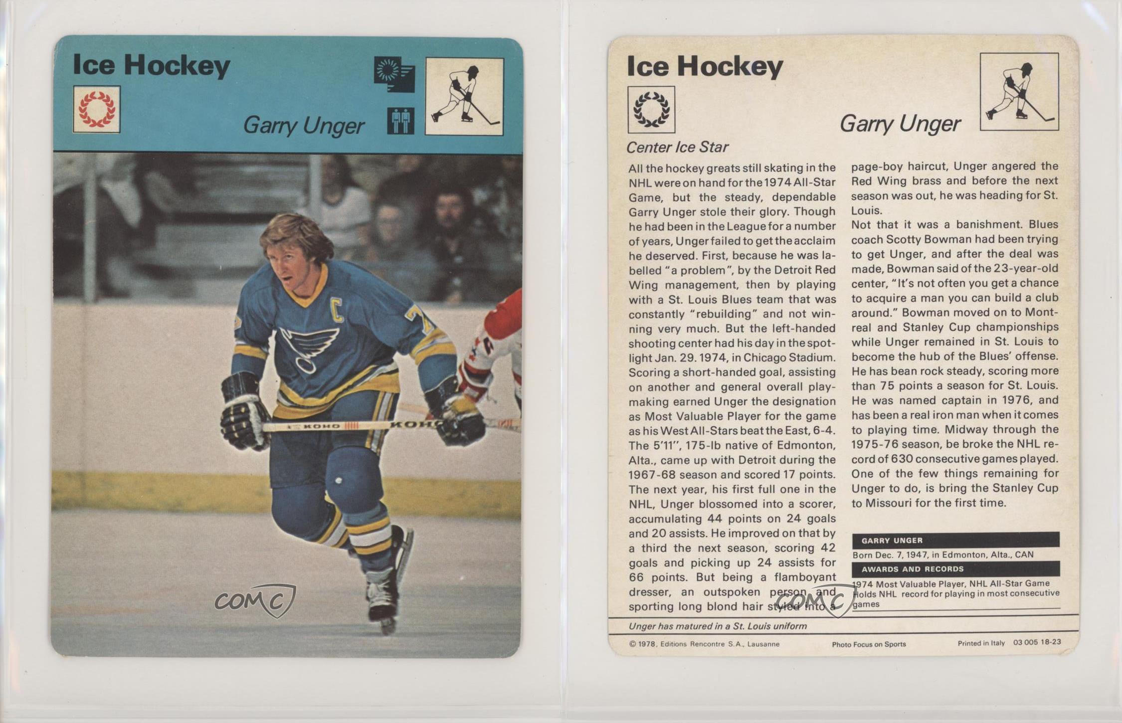 GARRY UNGER 1978 Editions Rencontre Sportscasters Card St 