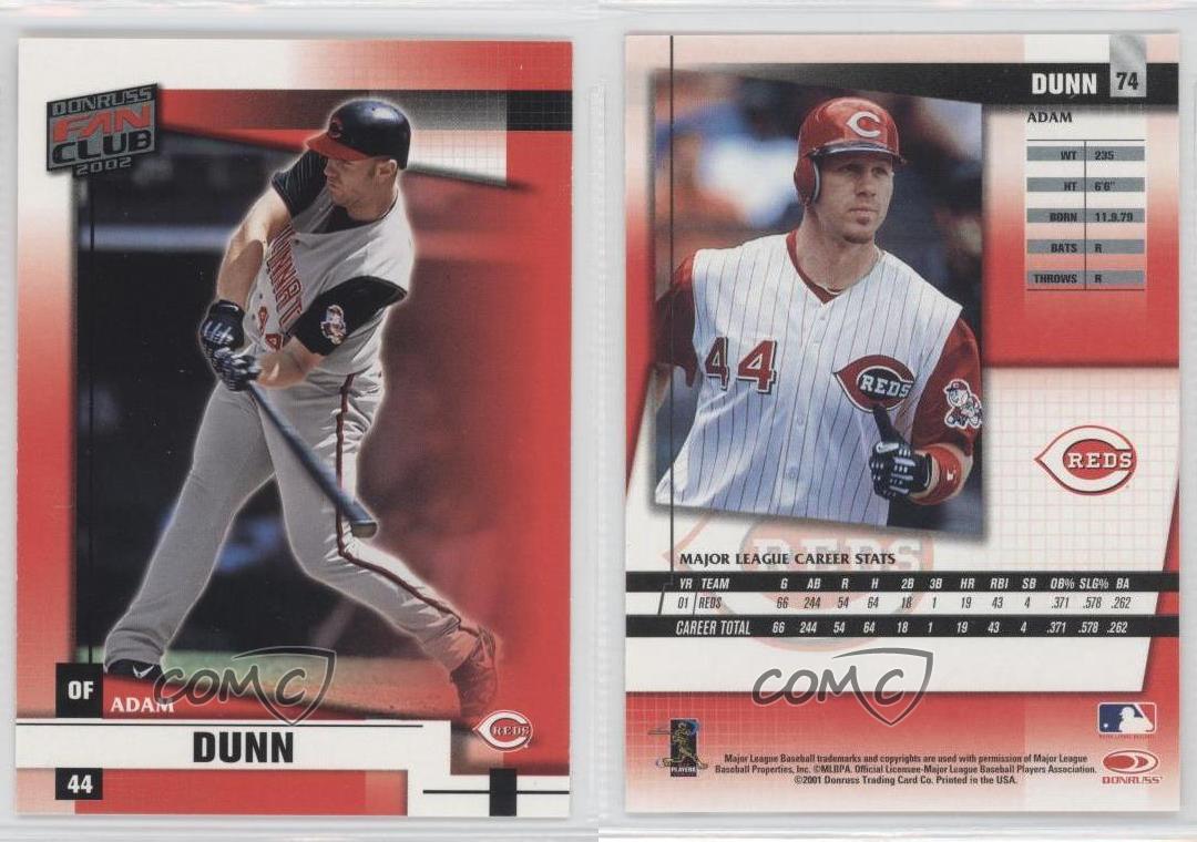 ADAM DUNN 2002 DONRUSS FAN CLUB BASEBALL CARD # 74 G4851