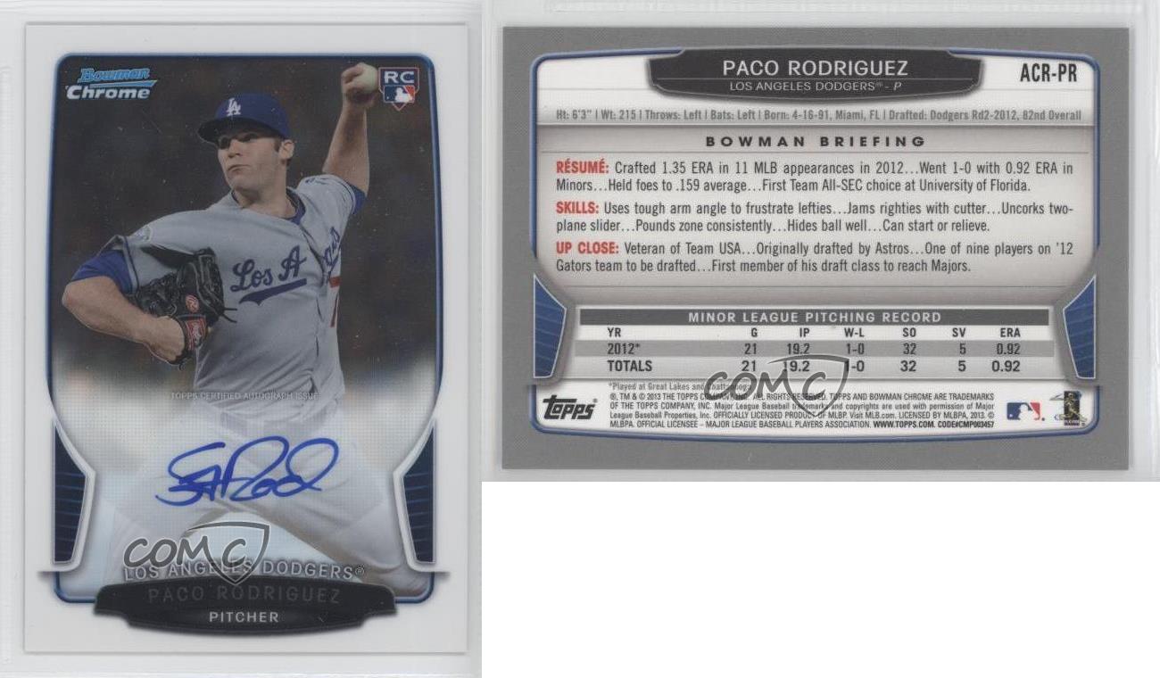 2013 Bowman Chrome Rookie Auto Paco Rodriguez #ACR-PR Auto RC