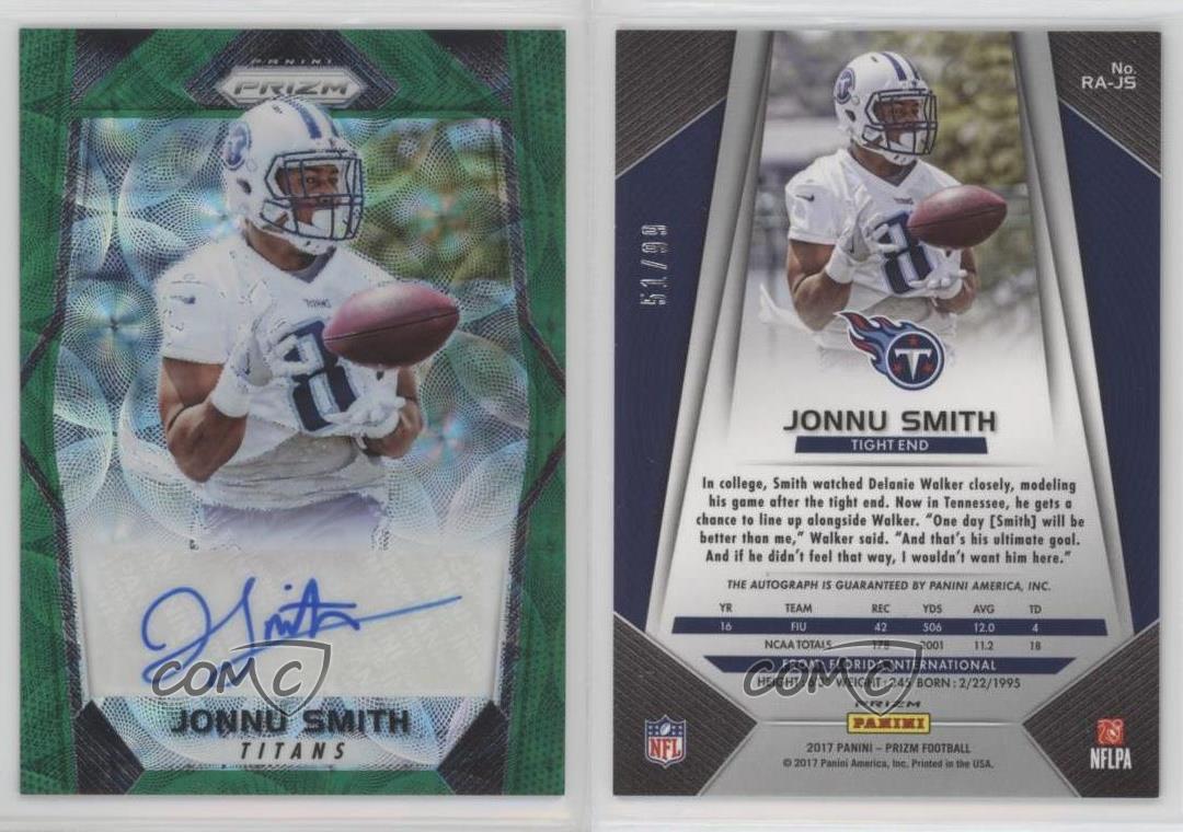 2017 Panini Prizm Green Scope /99 Jonnu Smith #RA-JS Rookie Auto RC