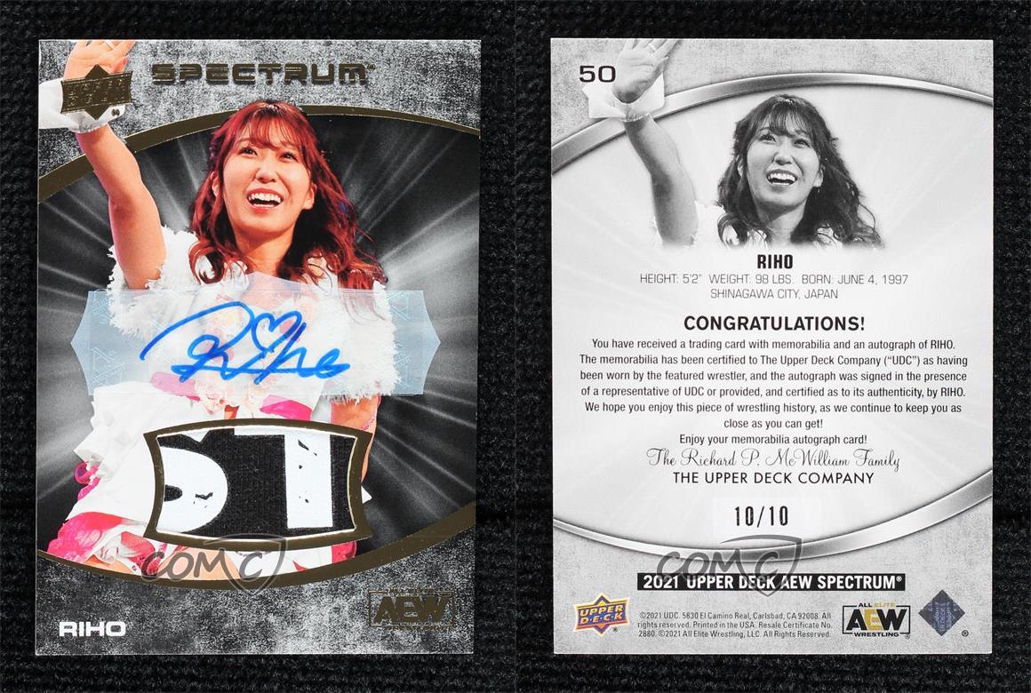 2021 Upper Deck AEW Spectrum Dark Memorabilia Auto /10 Riho #50 Rookie Auto RC