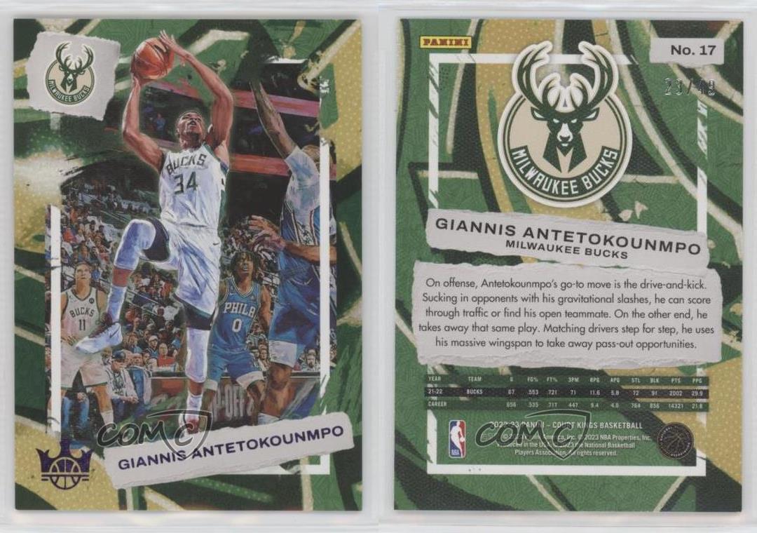 2022-23 Panini Court Kings Violet /49 Giannis Antetokounmpo #17 - Picture 3 of 4