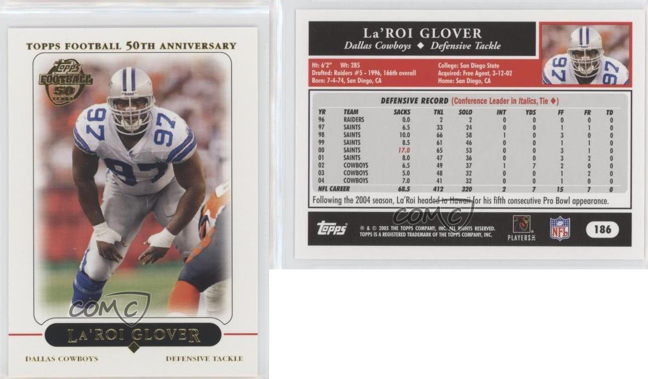 Topps La'Roi Glover #186 2005 - Imagen 4 de 4