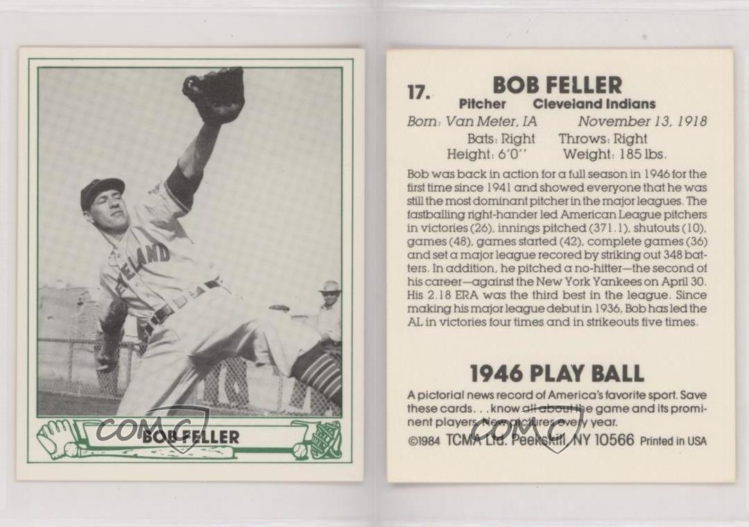 TCMA 1984 1946 Play Ball Bob Feller #17 Salón de la fama - Imagen 3 de 4