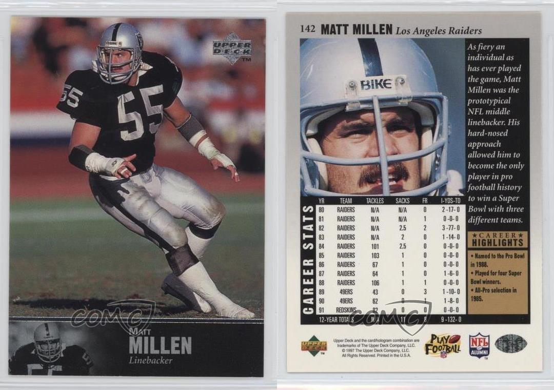 1997 Upper Deck NFL Legends #142 Matt Millen Oakland Raiders Football ...