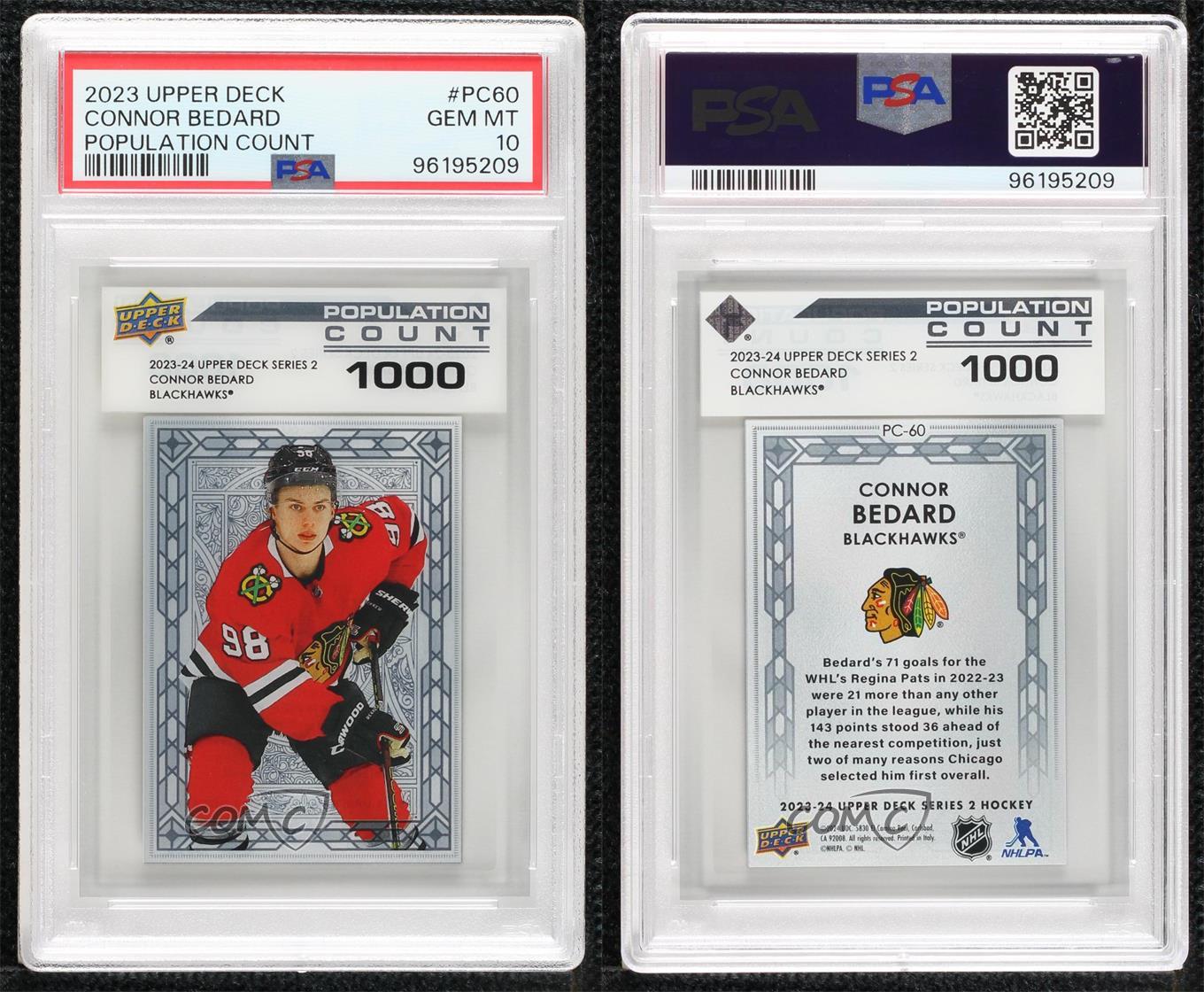 2023 Série 2 Population Count 1000 Connor Bedard #PC-60 PSA vendre 10 GEM MT Rookie RC