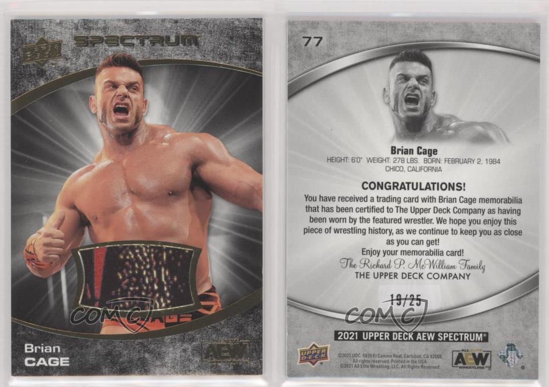 2021 Upper Deck AEW Spectrum Dark Memorabilia /25 Brian Cage #77 Rookie RC