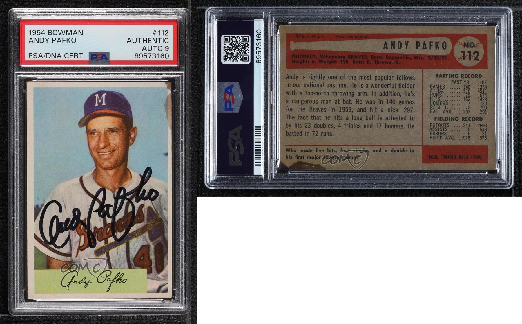 PSA/DNA 1954 Bowman Andy Pafko #112 PSA/DNA Authentic Card & Auto - Picture 4 of 4