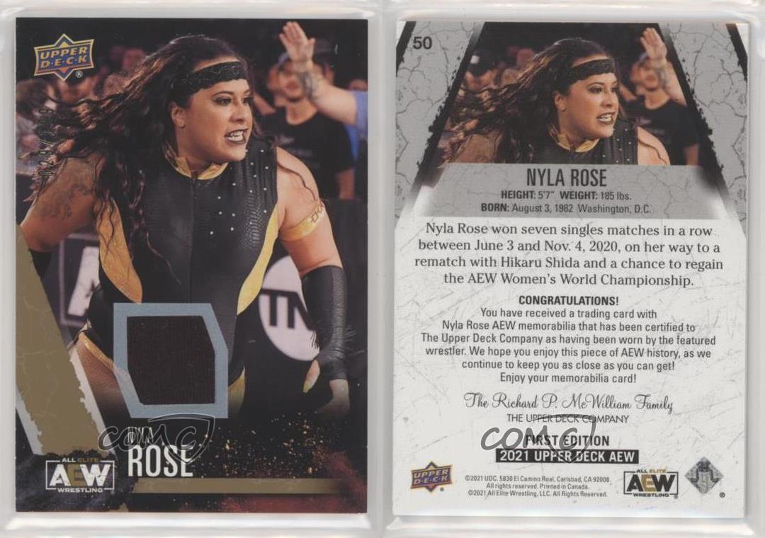 2021 AEW All Elite Wrestling Gold Memorabilia /199 Nyla Rose #50 Rookie RC