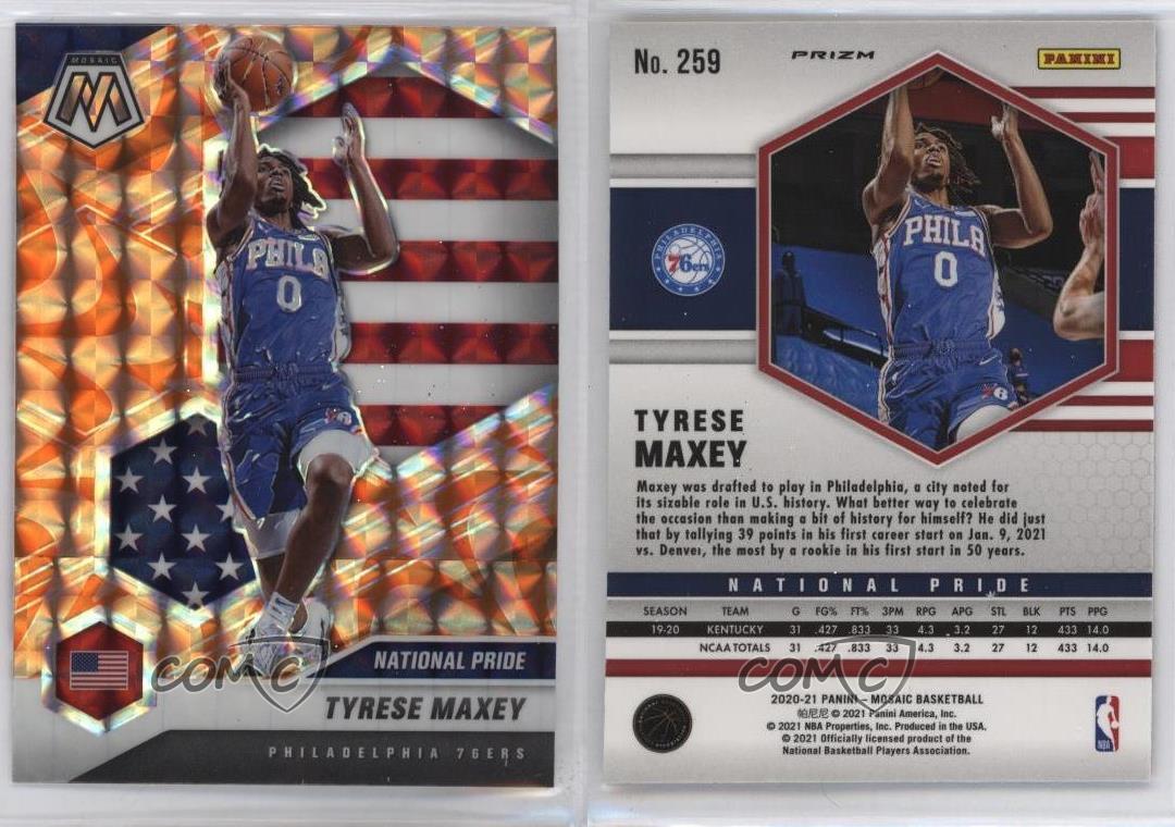 Panini Mosaic 2020 National Pride Reactive Orange Prizm Tyrese Maxey vendre Rookie RC