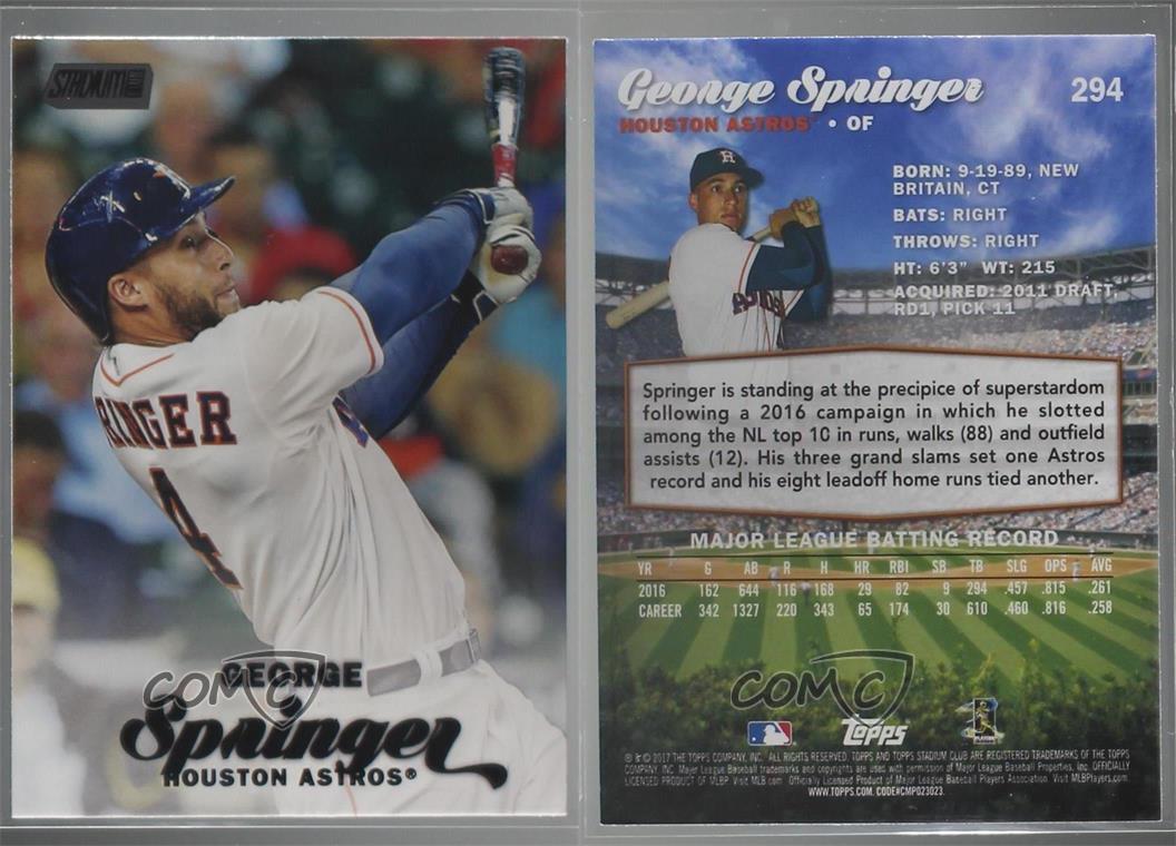 2017 Topps Stadium Club #294 George Springer Houston Astros Baseball Card 