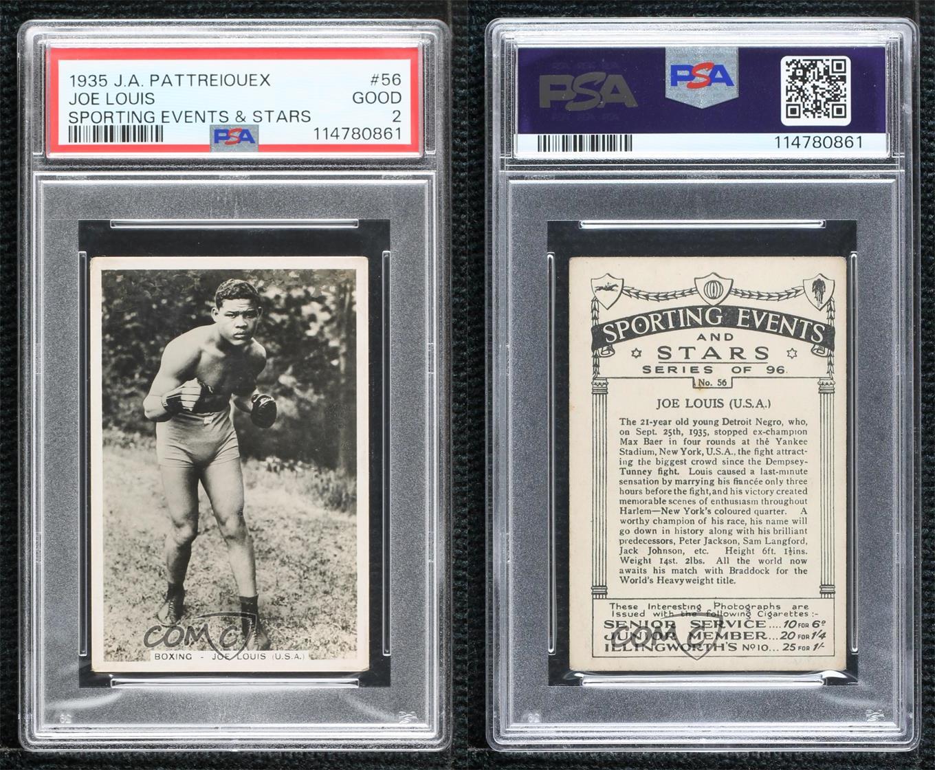 1935 Senior Service Sporting Events and Stars Tobacco Joe Louis #56 PSA 2 - Picture 3 of 3