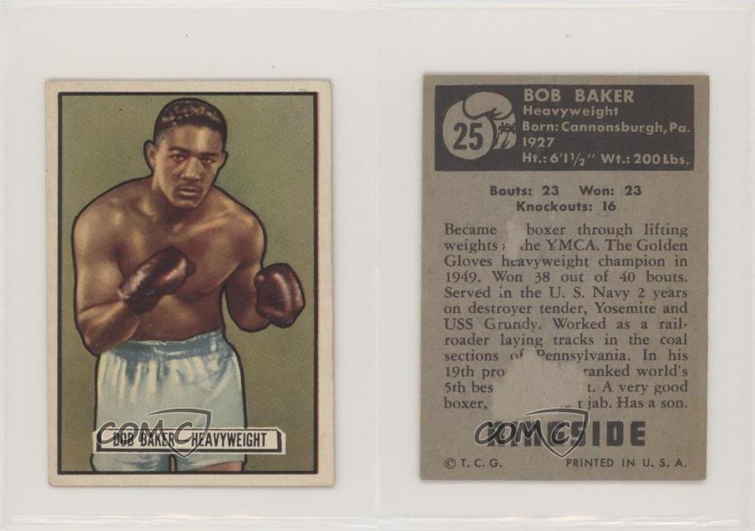 1951 Topps Ringside #25 Bob Baker Boxing Card