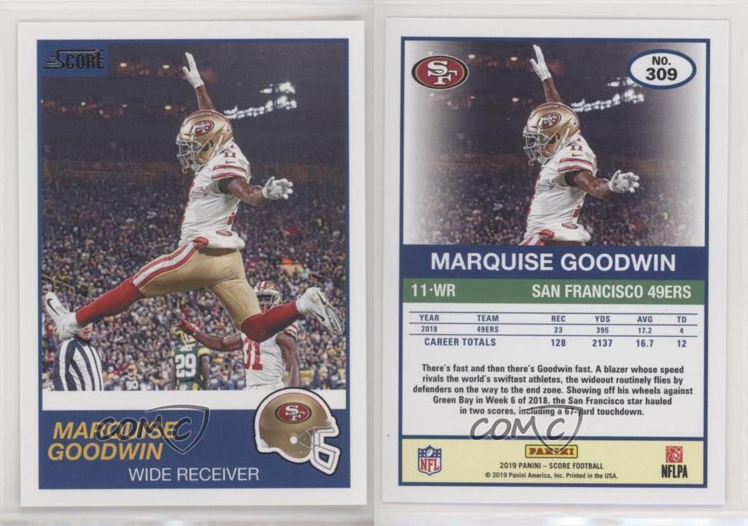 : 2019 Score # 309 Marquise Goodwin 49ers (Football Card) NM/MT  49ers Texas : Collectibles & Fine Art