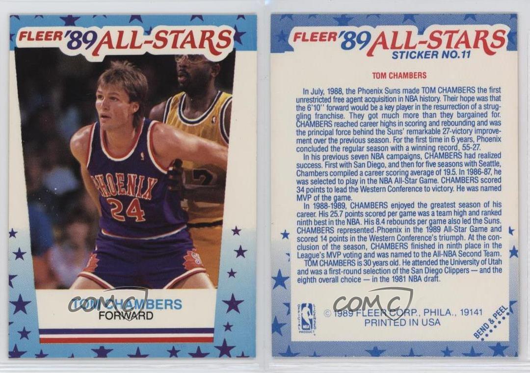 1989-90 Fleer Stickers Basketball #11 Tom Chambers Phoenix Suns at 's  Sports Collectibles Store