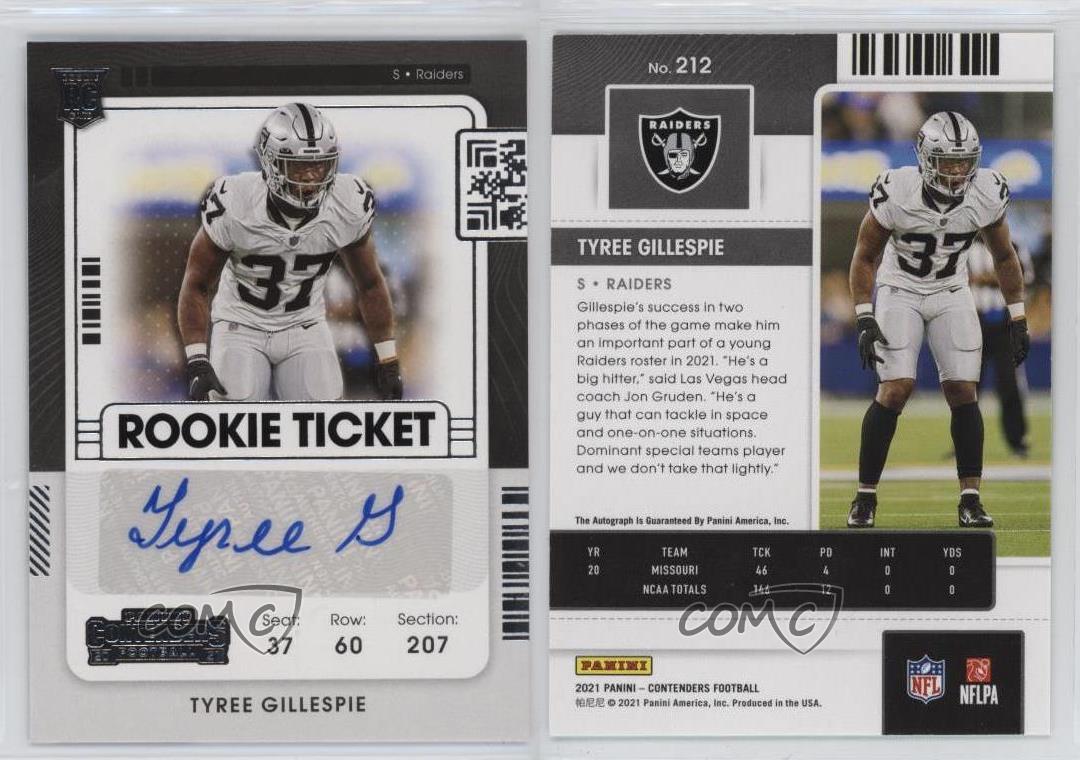 2021 Panini Contenders Rookie Ticket Tyree Gillespie #212 Rookie Auto RC - Picture 4 of 4