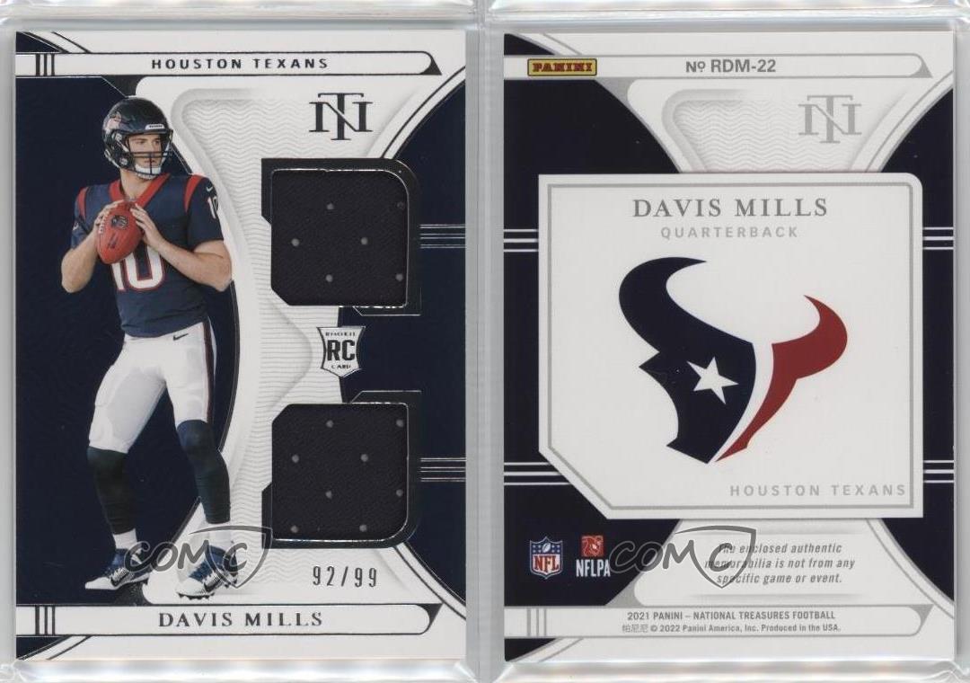 2021 Panini National Treasures Rookie Dual Materials /99 Davis Mills #RDM-22 RC