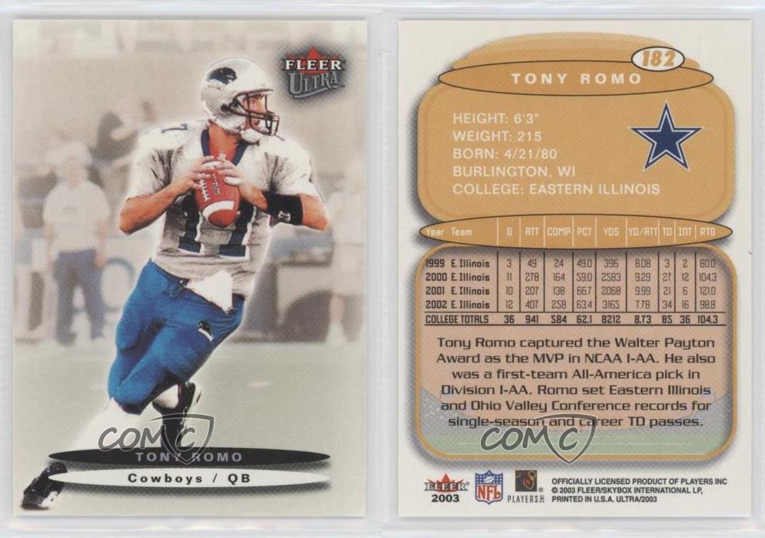 2003 Fleer Ultra Tony Romo #182 Rookie RC