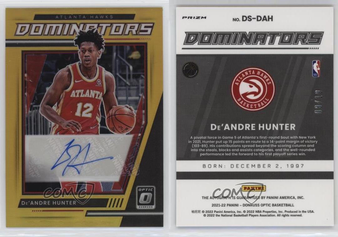 2021-22 Donruss Optic Dominators Signatures Gold Prizm /10 De'Andre Hunter Auto - Picture 3 of 3