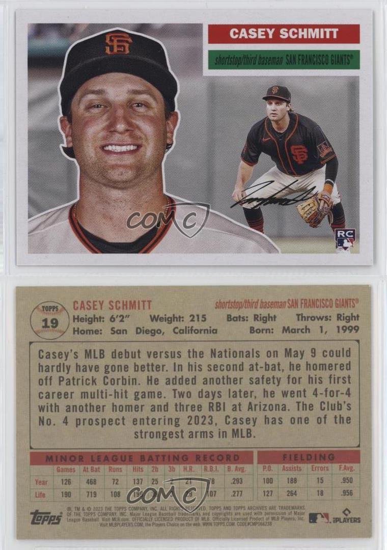 2023 Topps Archives 1956 Topps Casey Schmitt #19 Rookie RC