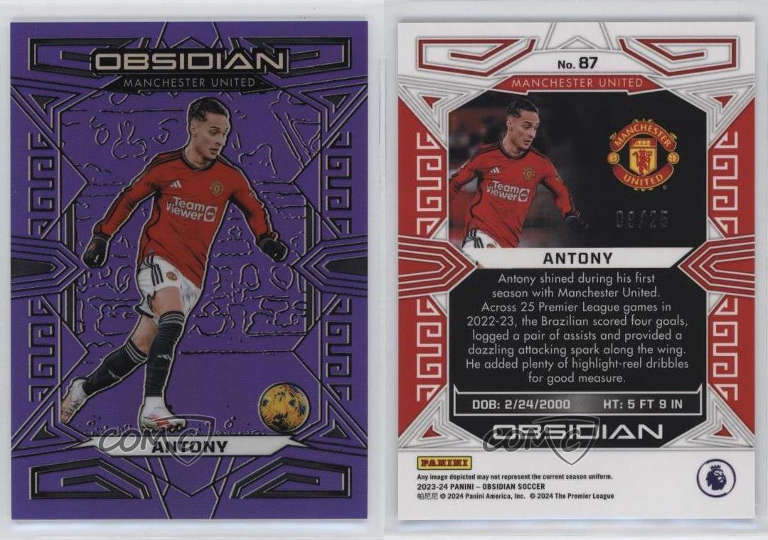 2023-24 Panini Obsidian Electric Etch Purple Flood /25 Antony #87 - Picture 3 of 4