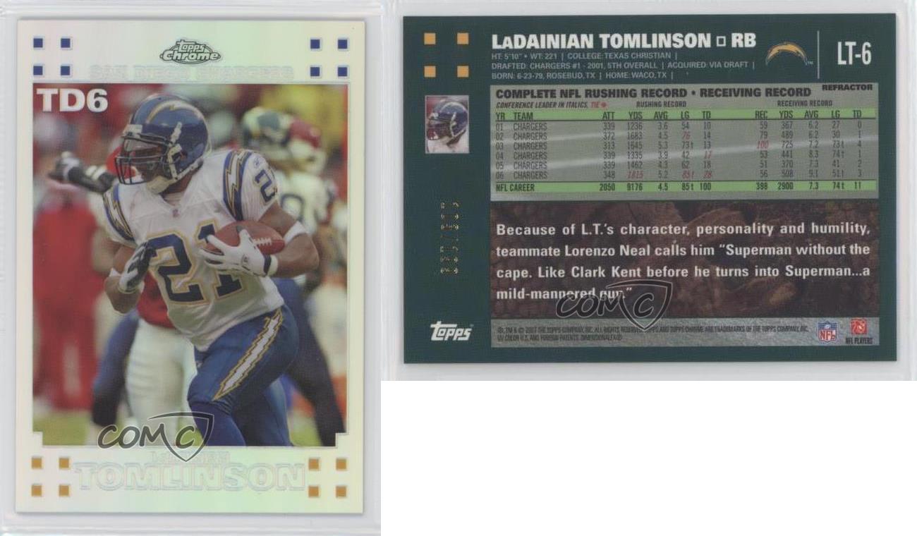 LADAINIAN TOMLINSON 2007 Topps Chrome TOUCHDOWN SILVER Refractor #'d  176/199!