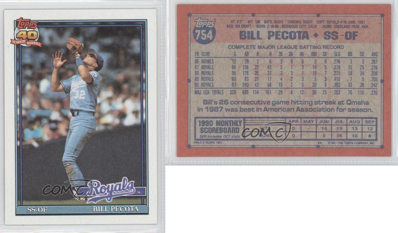 Baseball Card Bill Pecota 1991 Topps # 754 NM//MT
